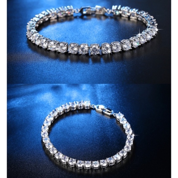 4-5mm Silver Full Drill Tennis Crystals Bracelet - Picture 7 of 16